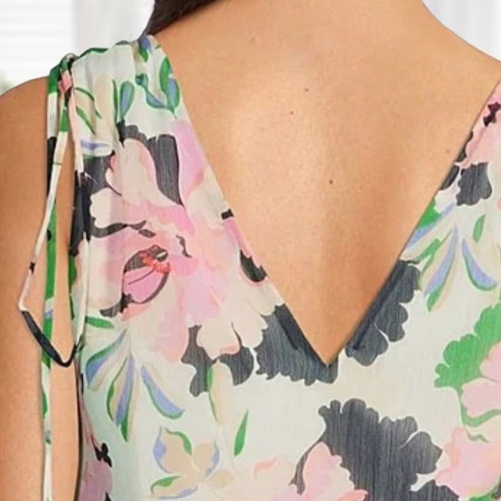 Tommy Hilfiger Isla Floral V-Neck Ruffle Midi Dress Size 10 - Picture 5 of 5